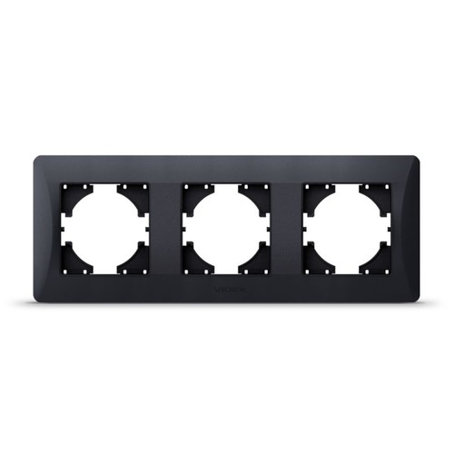 Binera Plaque de finition 3 postes horizontale - Noir graphite, 228x86mm, IP20, design rectangulaire