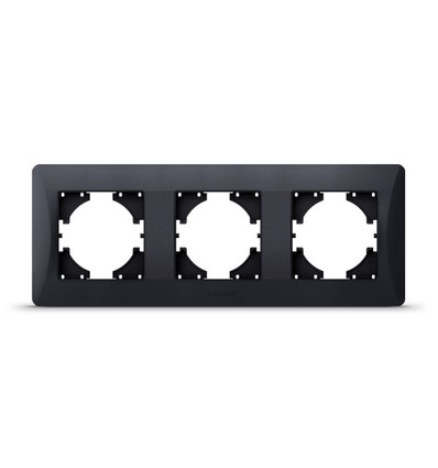 Binera Plaque de finition 3 postes horizontale - Noir graphite, 228x86mm, IP20, design rectangulaire
