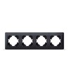BINERA plaque 4 postes horizontale - Noir graphite, IP20, pour prises et interrupteurs