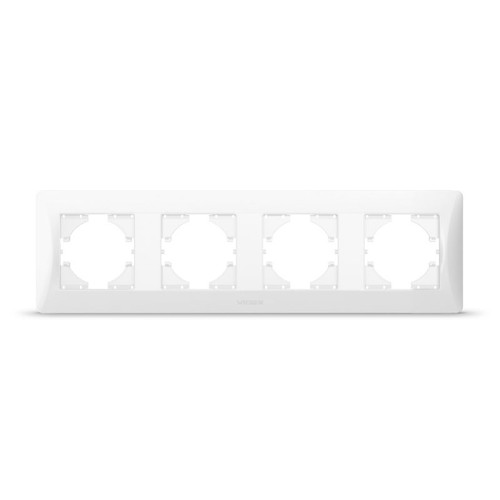 Binera plaque 4 postes horizontale - Blanc, IP20, 299 x 86 mm, pour interrupteurs et prises