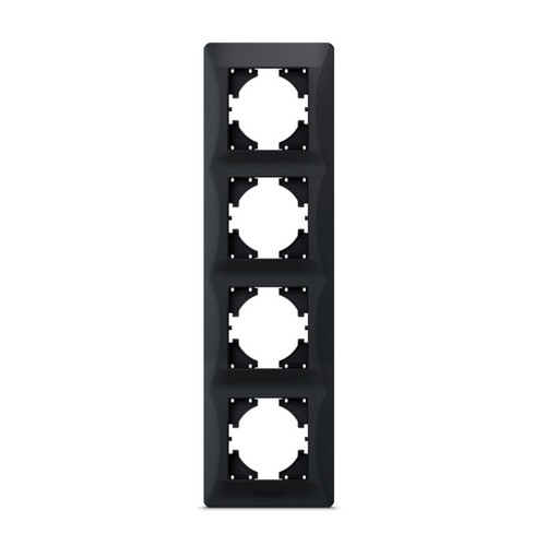 Plaque 4 postes verticale, noir graphite - BINERA, IP20, 86x299 mm