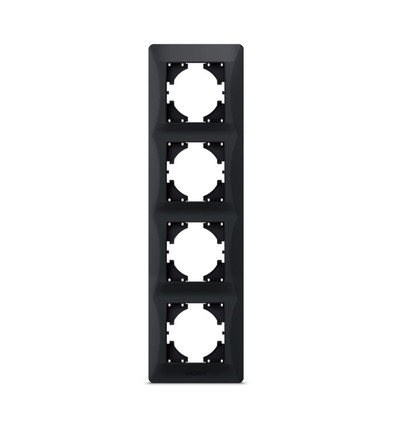 Plaque 4 postes verticale, noir graphite - BINERA, IP20, 86x299 mm