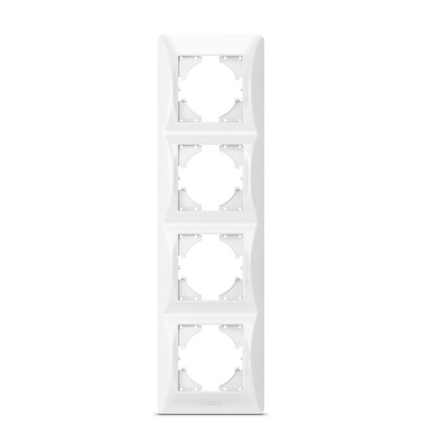 Videx Binera plaque 4 postes verticale - Blanc, IP20, pour prises et interrupteurs