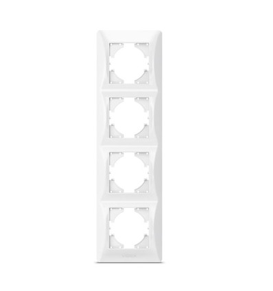 Videx Binera plaque 4 postes verticale - Blanc, IP20, pour prises et interrupteurs