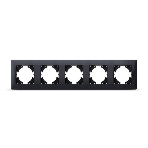 Binera plaque 5 postes horizontale - Noir graphite, plastique, IP20 intérieur