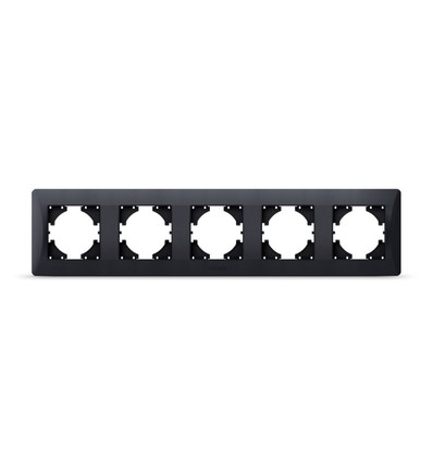 Binera plaque 5 postes horizontale - Noir graphite, plastique, IP20 intérieur