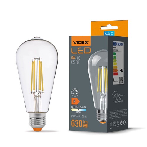 Ampoule LED E27 6W dimmable filament - ST64, 630lm, 4000K blanc neutre, 360 degrés