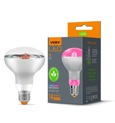 Ampoule LED E27 9W pour croissance des plantes - R80, 120°, 14 µmol/s, stimule la croissance