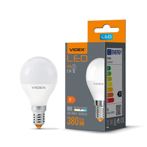 E14 4W LED Ampoule sphérique - G45, 380lm, flicker free, 4000K blanc neutre