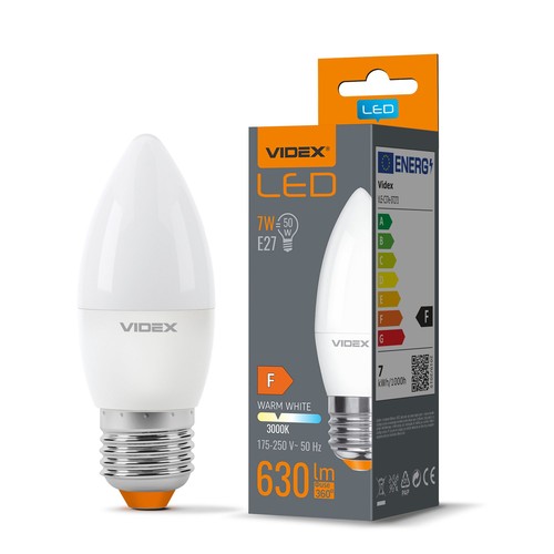 Ampoule LED E27 7W flamme - C37, 3000K, 630lm, RA80, remplace 50W