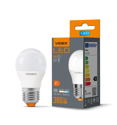 Ampoule LED E27 4W sphérique - G45, 380lm, 4000K, flicker free