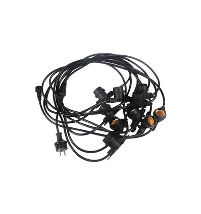 Guirlande lumineuse pour 10 ampoules E27 - 10 mètres, IP44, 230V, sans source lumineuse