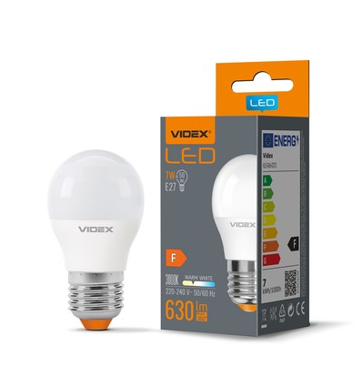 Ampoule LED E27 7W sphérique, RA90 - G45, 3000K, flicker free, remplace 50W