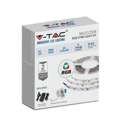 Kit ruban LED RGB 5m 7W/m - 12V DC, IP20, 60 LED par mètre