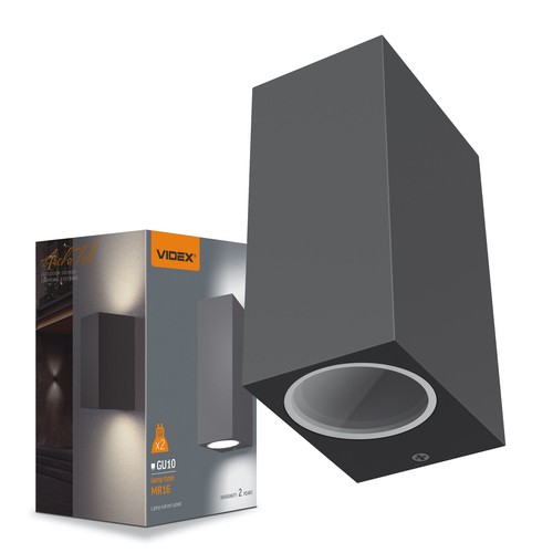 Applique murale double GU10 pour façade - IP54 extérieur, gris, éclairage haut/bas, aluminium, sans source lumineuse
