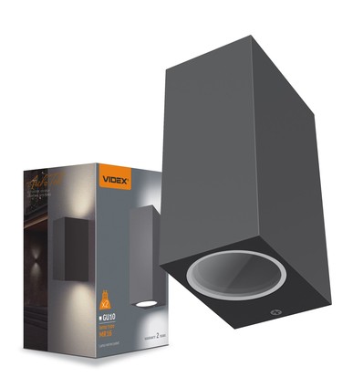 Applique murale double GU10 pour façade - IP54 extérieur, gris, éclairage haut/bas, aluminium, sans source lumineuse