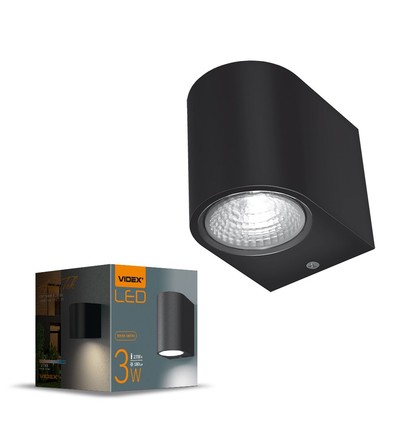 Applique murale de façade 3W - Noir, 180lm, 2700K, IP54 extérieur, aluminium