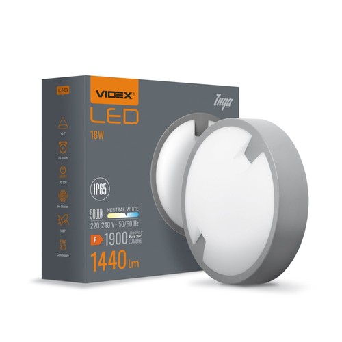 Hublot LED 18W Inga plafonnier/applique - IP65, 1440lm, 5000K, Ø22cm, bord blanc, extérieur/pièces humides