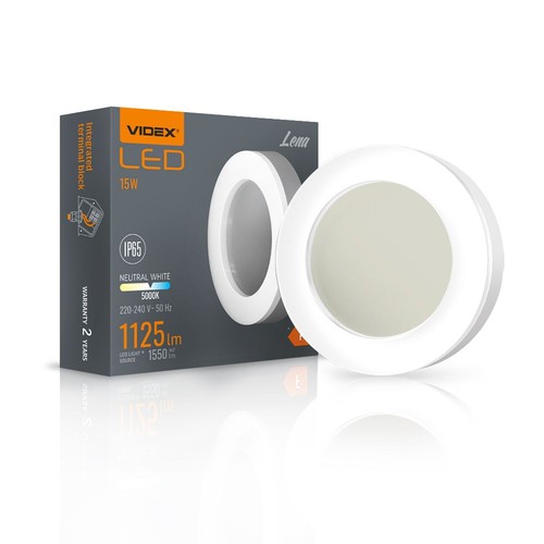 Hublot LED 15W plafonnier/applique - IP65, 5000K, 19x19cm, bord blanc, IK07, extérieur/pièces humides