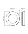 Hublot LED 15W applique/plafonnier, noir - 1550lm, IP65, 5000K, 190x190mm, extérieur/intérieur