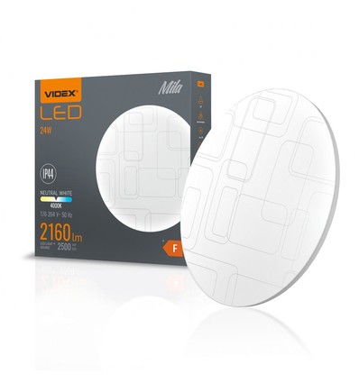 Plafonnier LED 24W - Ø32,6cm, 4000K, IP44, flicker free, bord blanc