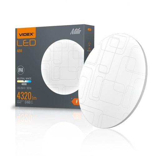 Plafonnier LED Mila 48W - 4320lm, IP44, 4000K, 48x48cm, bord blanc