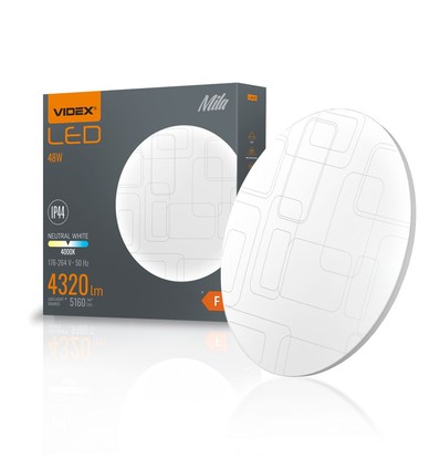 Plafonnier LED Mila 48W - 4320lm, IP44, 4000K, 48x48cm, bord blanc