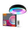 Plafonnier LED 72W, dimmable - RGB+CCT, noir, 450x450mm, avec télécommande et fonction mémoire