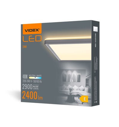 Plafonnier LED 24W, carré - 2900lm, 4000K, 29x29cm, bord blanc, IP20 intérieur
