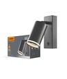 Spot mural GU10 avec interrupteur - Noir, aluminium, IP20 intérieur, sans source lumineuse