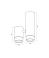 Double spot GU10 en saillie, orientable - Noir, IP20 intérieur, aluminium, sans source lumineuse