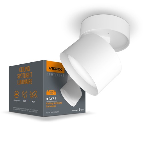 Spot plafonnier GX53 - Blanc, aluminium, 80x80x82 mm, IP20 intérieur, sans source lumineuse