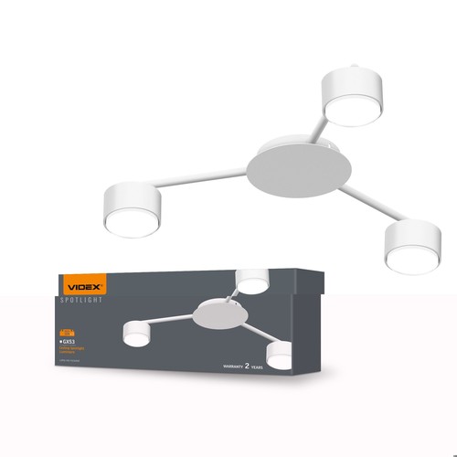 3x Spot plafonnier GX53 - Blanc, IP20, 200x85x50mm, sans source lumineuse