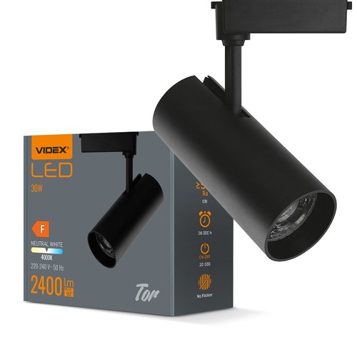 Spot sur rail monophasé 30W RA90 Tor - Noir, 1F2W