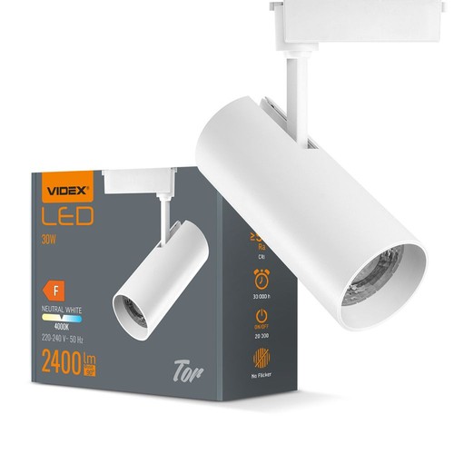 Spot sur rail 30W monophasé RA90 Tor - Blanc, 1F2W