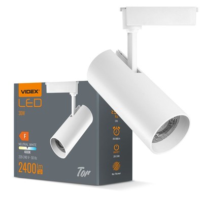 Spot sur rail 30W monophasé RA90 Tor - Blanc, 1F2W