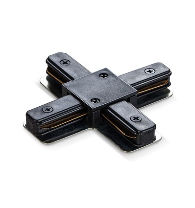 Connecteur en X pour rail monophasé - Noir, 1F2W