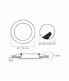 Panneau LED encastrable noir 12W - 1350lm, 4000K, Trou: Ø15 cm, angle de faisceau 120°
