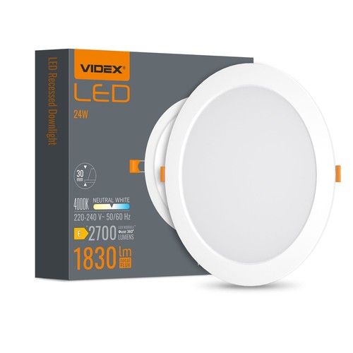 Dalle LED encastrable carrée 24W - 1830lm, 4000K, 29,5 x 29,5 cm, bord blanc, IP20 intérieur