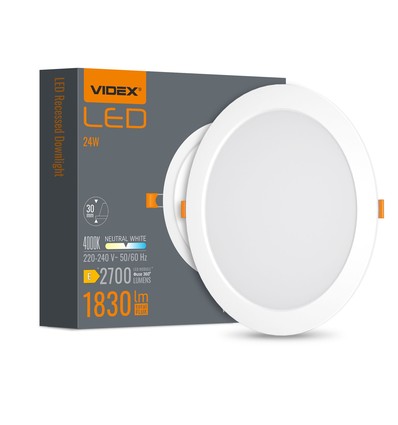 Dalle LED encastrable carrée 24W - 1830lm, 4000K, 29,5 x 29,5 cm, bord blanc, IP20 intérieur