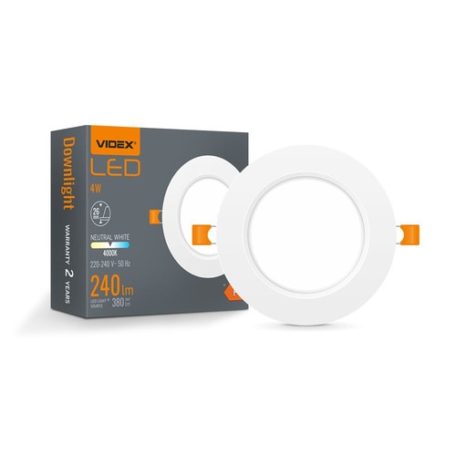 Dalle LED encastrable 4W Ø10cm - 4000K, driver intégré, bord blanc