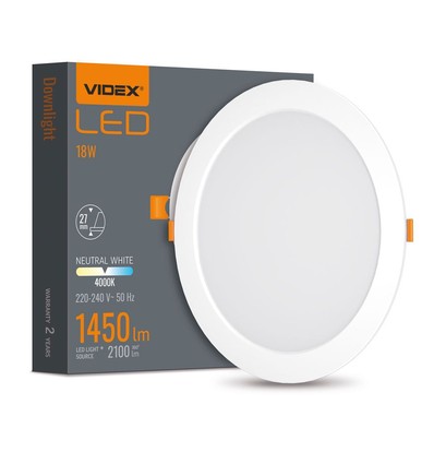 Panneau LED encastrable sans cadre 18W - 2100lm, 4000K, 22,2 x 22,2 cm, driver intégré, bord blanc