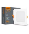 Panneau LED encastrable carré 6W - 450lm, 4000K, bord blanc, Trou: Ø9,5-10 cm, Dim: 12x12 cm