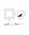 Panneau LED encastrable carré 12W - 4000K, Trou: 14,5 x 14,5 cm, Dim: 17,5 x 17,5 cm, bord blanc