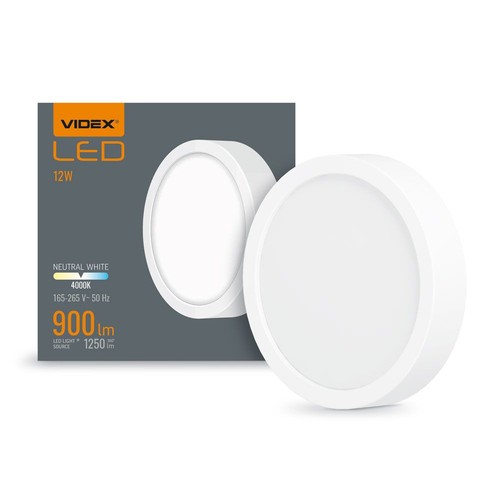 Plafonnier LED 12W Ø17cm - 4000K, 900lm, IP20 intérieur, bord blanc, source lumineuse incl.