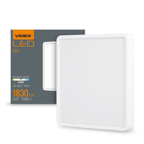 Panneau LED en saillie 24W, 4000K - 2500lm, 19,2 x 19,2 cm, bord noir, IP20 intérieur