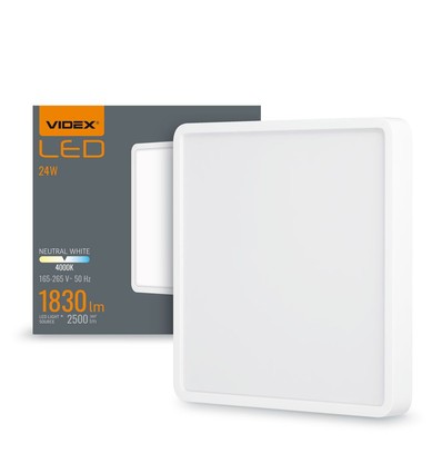 Panneau LED en saillie 24W, 4000K - 2500lm, 19,2 x 19,2 cm, bord noir, IP20 intérieur