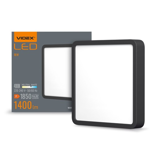 Panneau LED en saillie 15W, 19,2x19,2cm - 1400lm, 4000K, bord noir, IP20 intérieur