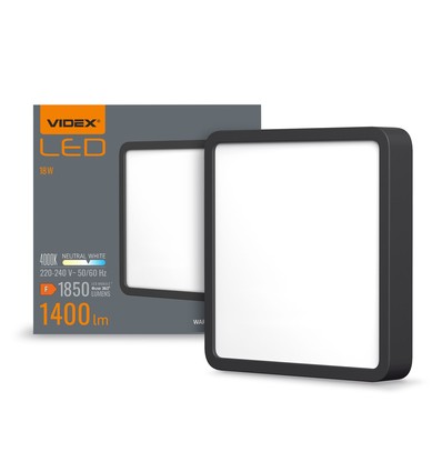 Panneau LED en saillie 15W, 19,2x19,2cm - 1400lm, 4000K, bord noir, IP20 intérieur