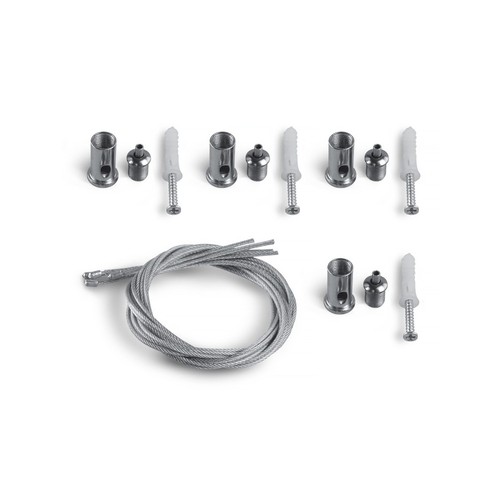Kit de suspension pour panneau LED - câble 60 cm, acier argenté, kit complet